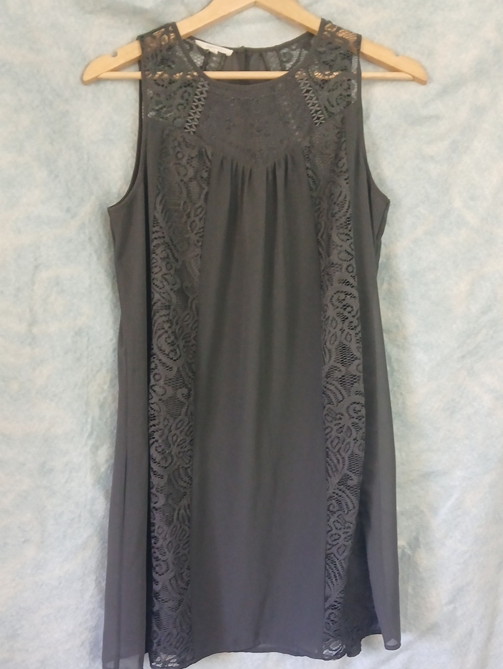 NWT Maurices Charcoal Gray Lace Panel Sleeveless Dress